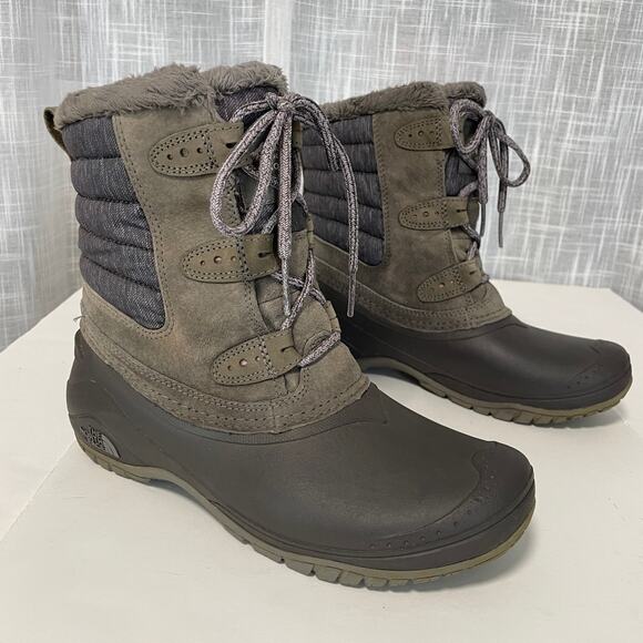 The North Face Womens Shellista Shorty Winter Boot 7.5 Brown Waterproof Faux Fur - Picture 1 of 15